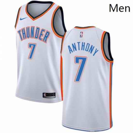Mens Nike Oklahoma City Thunder 7 Carmelo Anthony Swingman White Home NBA Jersey Association Edition